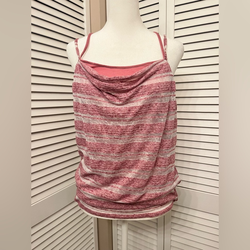 Cowl neck double tank fitted waistband